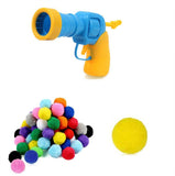 Cat Ball Gun Interactive Toy with 30pcs Colourful Stretch Plush Pom Pom Ball