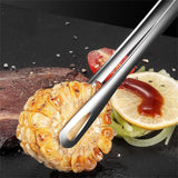 Silver Stainless Steel long Food Tongs Kitchen Straight Grill Tweezers B - 24cm