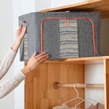 Clothes Storage Box Organizer Oxford Cloth Bed Sheet Foldable - Grey 66L