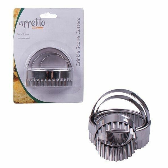 Appetito Crinkle Scone Cutters Cookie Presses Pastry Cuters 3 pc Stainless Steel