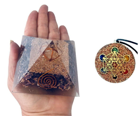 Merkabah Orgonite Pyramid Amethyst Healing Crystal Metatron Cube Sacred Geometry