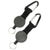 2x Retractable Stainless Steel Keyring Pull Ring Key Chain Recoil Heavy Duty