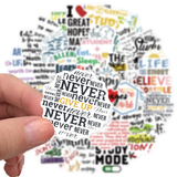 50pcs Motivational Slogan Stickers Vinyl Decal Mix Waterproof Laptop Notebook P2