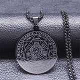 Magic Talisman Necklace Wheel of Fortune Protection Pendant Jewelry - Black