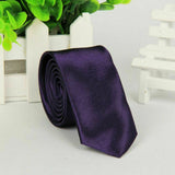 Mens Skinny Tie Plain Wedding Slim Necktie Formal Casual Narrow Dark Purple