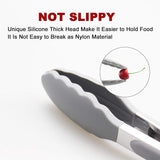 Set of 2 Cooking Tongs 9-Inch & 12-Inch Premium Silicone BPA Free NonStick Grey