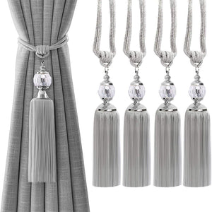 1Pair Of Curtain Holdbacks Rope Tie Backs Tassel Tieback Crystal Pearl Ball Home