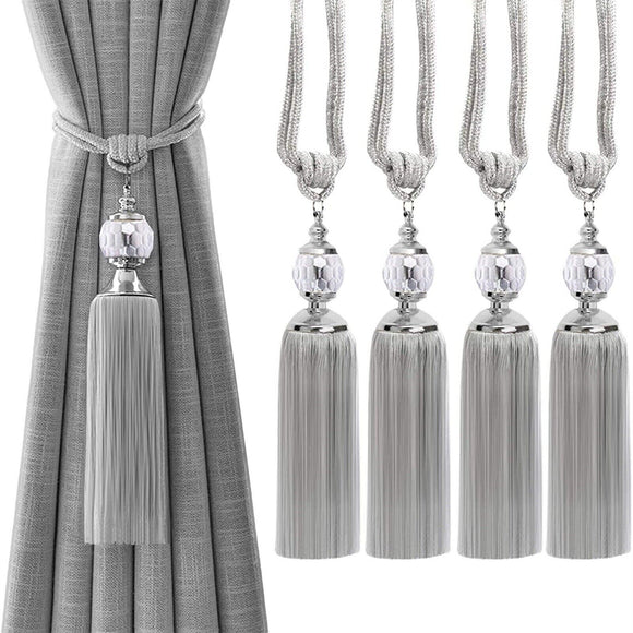 1Pair Of Curtain Holdbacks Rope Tie Backs Tassel Tieback Crystal Pearl Ball Home