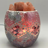 Pink Aztec Glass Mosaic Vase Bowl Himalayan Crystal Salt Lamp Natural Rock