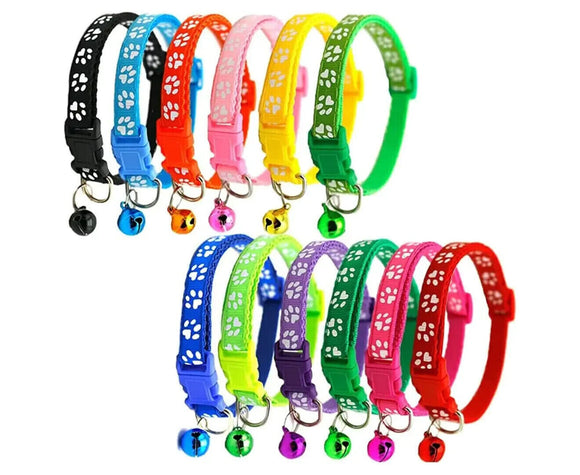 12 Pcs Whelping ID Dog Cat Collar Pet Puppy Kitten Adjustable Harness with Bell