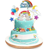 21pcs Unicorn Cake Topper Kit Cloud Rainbow Happy Birthday Banner Decorations