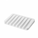2x Silicone Soap Dish Holder Rack Tray Plate Saver Bathroom Storage - White