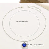 Heart Pendant Necklace Elegant Rhinestone  Party Jewelry Bridal Engagement - Red