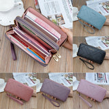 Women Fashion PU Leather Wallet Long Purse Holder Case Clutch Handbag Purple