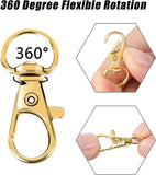100pcs Gold Swivel Clasps Lanyard Snap Hooks with Key Rings, Key Chain Clip Hook
