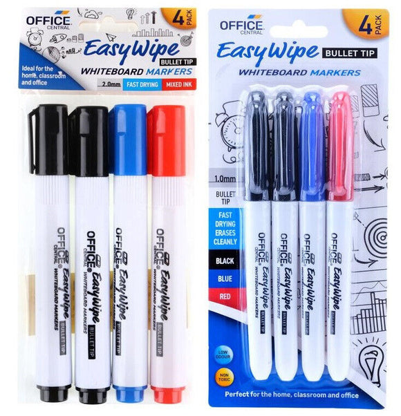 8PC Whiteboard Markers Bullet Tip 3 Colours Black Blue And Red For Home Office School