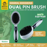 Pet Grooming Brush Pin Double Sided Grey Bristle  - 21cm x 6cm