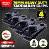 4pcs Tarp Clips Tarpaulin Clips 75mm Heavy Duty Hook Camping Strong Hold 25kg