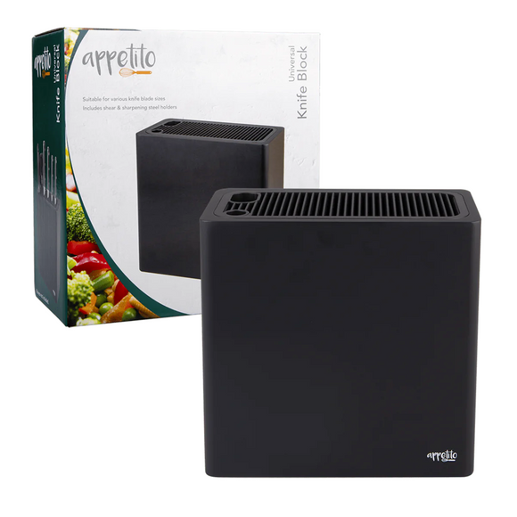 Appetito Rectangle Universal Knife Block Kitchen Tools - Matte Black