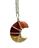 Mookaite Half Moon Shape Pendant Necklace Silver Healing Polished Tumbled