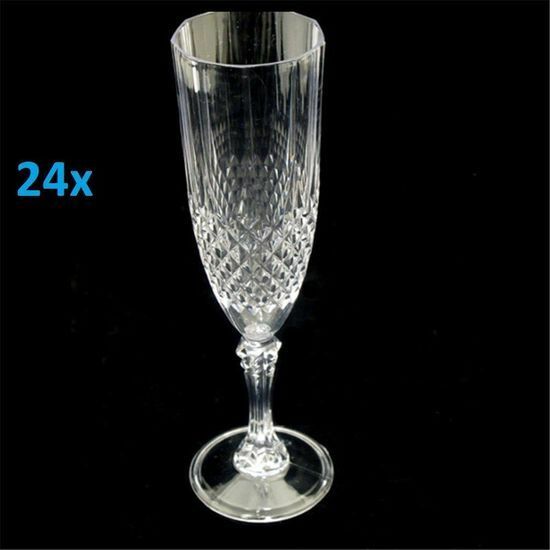 24 Clear Acrylic Champagne Flutes