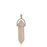 Gemstone Pendant Necklace Natural Quartz Crystal Point Healing Rose Quartz