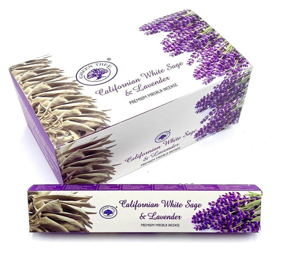 Californian White Sage & Lavender Incense Sticks Green Tree - 12 Packets
