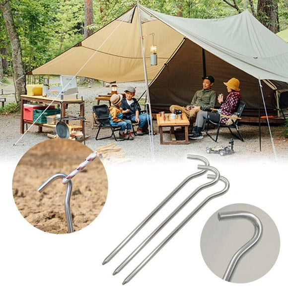 12pcs Tent Pegs Steel Ground Camping Stakes Outdoor Nail 6mm Heavy Duty