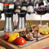2 pieces Salt And Pepper Shakers Set Premium Stainless Steel Set - Black