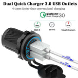 Car Dual USB 12V-24V Charger Quick Charge QC 3.0 Socket Power Outlet