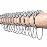 12x Shower Curtain Rings Hooks Rustproof Stainless Steel For Bathroom Shower