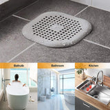 Hair Catcher Square Drain Cover Silicone Hair Stopper with Suction White & Grey