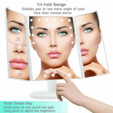 Makeup Mirror with Light Touch Screen Dimmable Lights Up Vanity Cosmetic Trifold