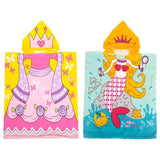 1x Summer Splash Kids Small Hooded Poncho Beach Towel - Princess