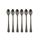 6pcs Set Black Spoon Engraved Cutlery Latte Sundae Stainless Steel