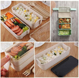 3 Layer Bento Lunch Box Eco-Friendly Leakproof 900ml Food Container Beige