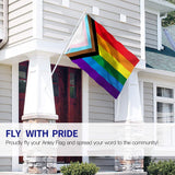 Large Progress Pride Rainbow Flag Heavy Duty Polyester - 90 X 150 CM  3ft x 5ft