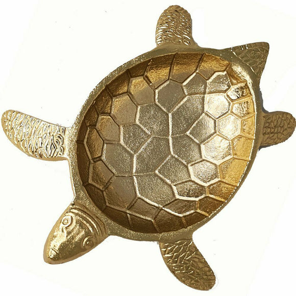 Tray Turtle Ornament Tortoise Aluminium Gold Storage Crystal Jewelry 25cm
