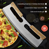 Kitchen Stainless Steel Pizza Cutter Rocker Blade Slicer 35CM  Protective Cover