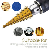 3pcs HSS Steel Step Cone Drill 3-12/4-12/4-20mm Titanium Bit Set Hole Cutter