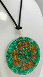 Orgonite Pendant Malachite Heart Copper Coil Gemstone Disc Reiki Energy