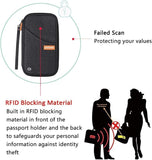 DEFWAY Famliy Passport Holder Waterproof RFID Blocking Pouch Travel Wallet Black