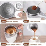 Self Stirring Mug Cup Auto Mixing Cups Coffee Mugs Sets Milk Electric - White