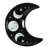 Moon Phase Crescent Ceramic Trinket Tray Dish Bowl Crystal Jewellery Black 12cm