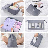 8x Storage Bag Travel Packing Pouches Luggage Organiser Clothes Suitcase - Grey