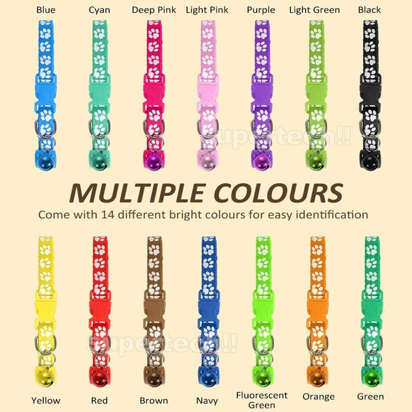 Cat Collar Pet 14 Colours Whelping ID Dog Puppy Kitten Adjustable Harness Bell