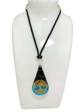 Black Tourmaline Turquoise Tree of Life Teardrop Orgonite Pendant Necklace