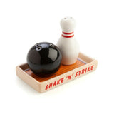 Bowling Ball Pin and Alley Salt & Pepper Shakers Set