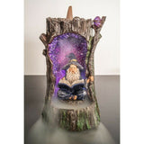 Wizard in Geode Tree LED Backflow Cone Incense Holder