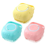 2x Pet Massage Bath Brush For Dog Cat Shampoo Dispenser Silicone Scrubber Assort